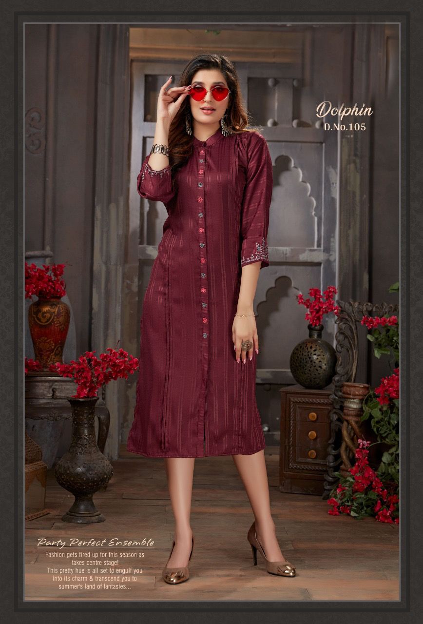 Dolphin 01 New Designer Party Wear Rayon Desihner Kurti Collection