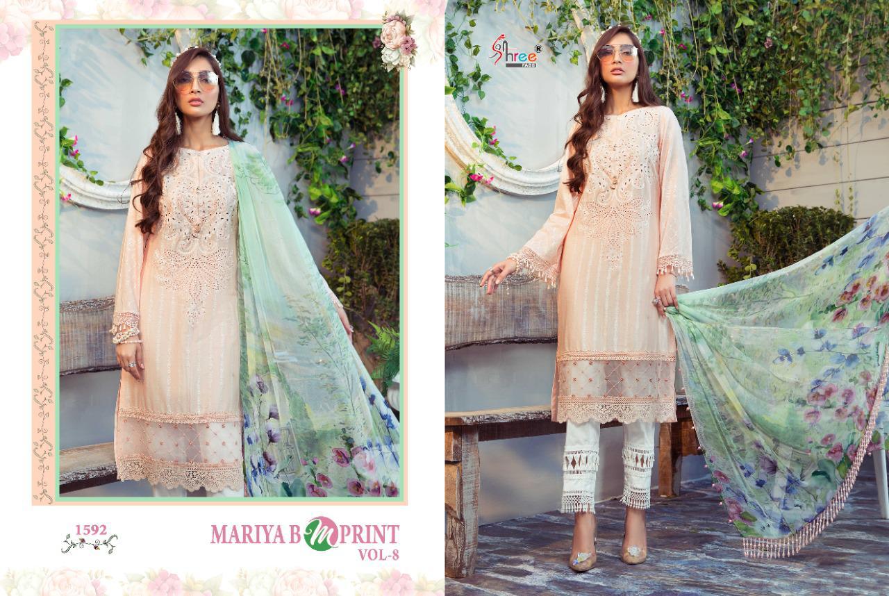 Shree Mariya B Mprint 8 Latest Fancy Designer Festive Wear 	Cambric Cotton Pakistani Salwar Suits Collection
