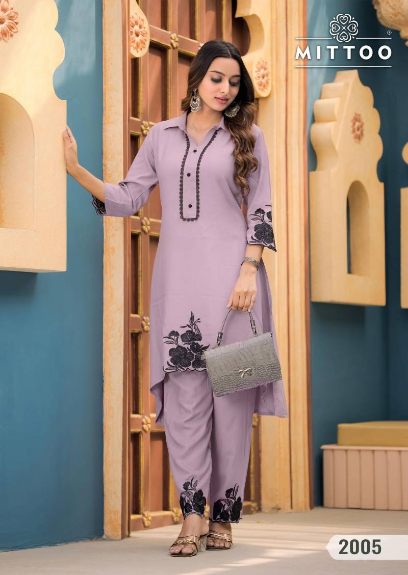 Shikha By Mittoo Rayon Fancy Co Ord Set Top With Bottom Orders In India