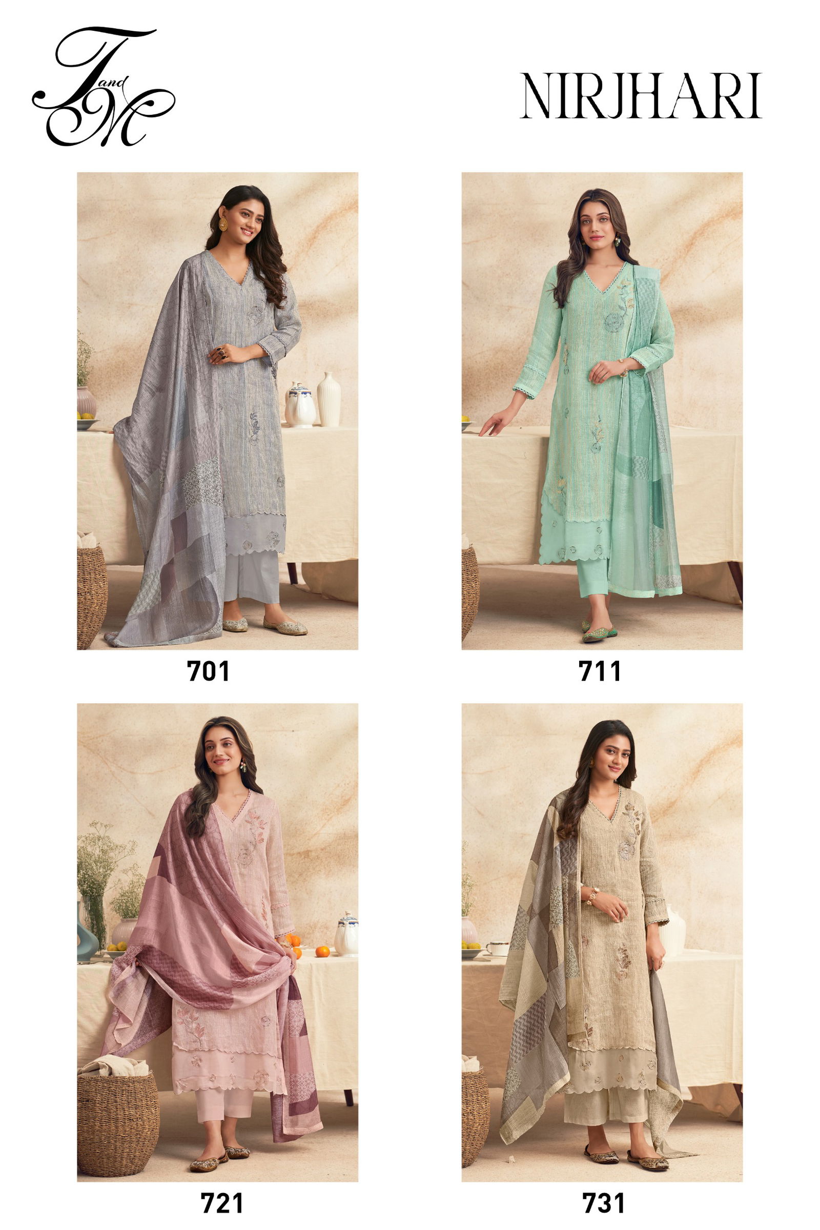 Nirjhari By T&M Fancy Linen Embroidery Dress Material Orders In India