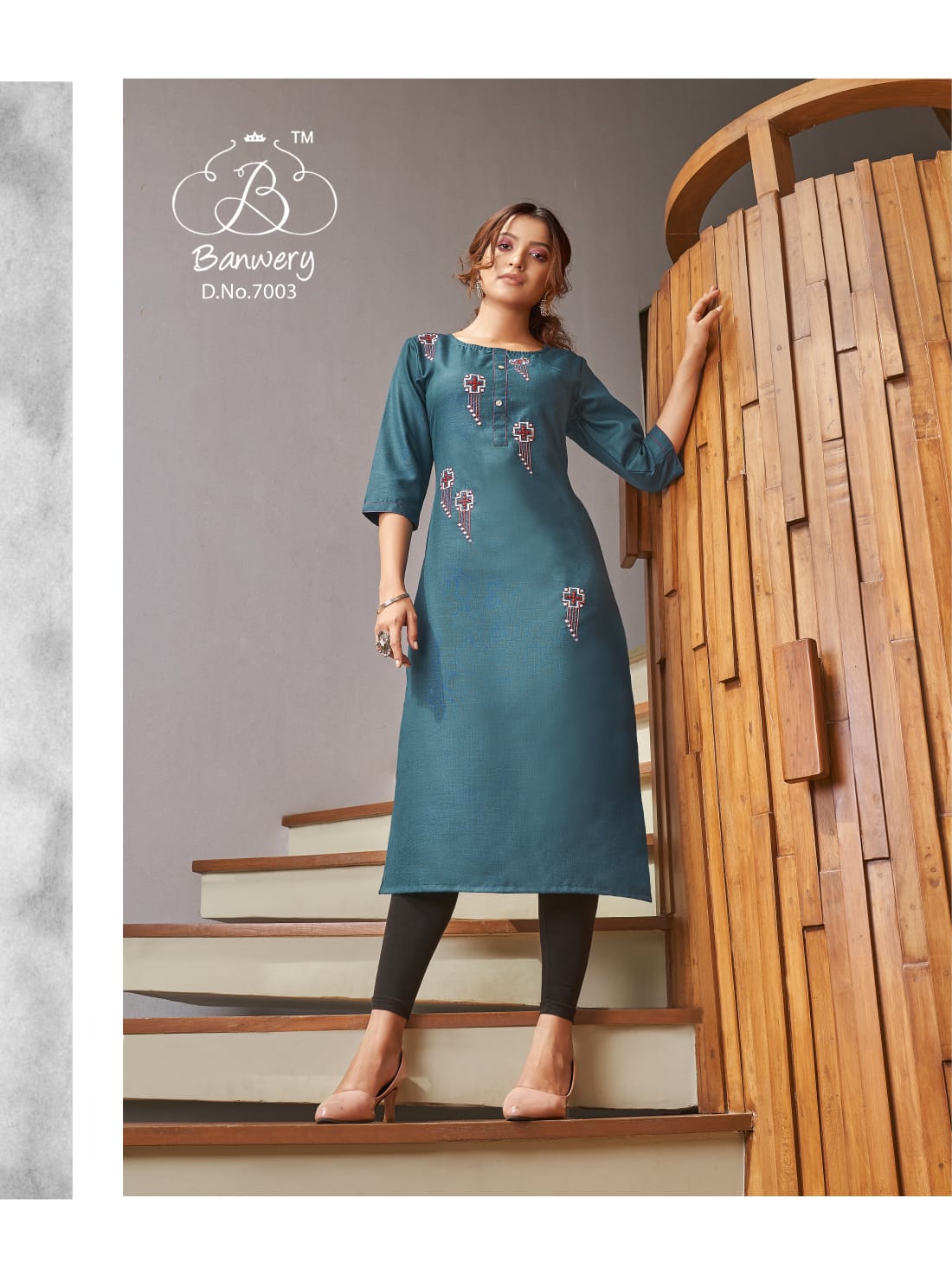 Banwery Blend 7 Ethnic Wear Embroidery Work Pure Cotton Kurti Collection
