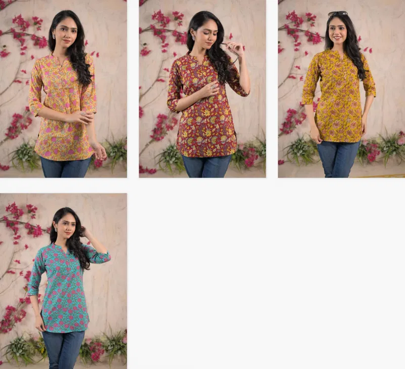 Nina F 04 Cambric Cotton Summer Wear Short Kurti Online Wholesale