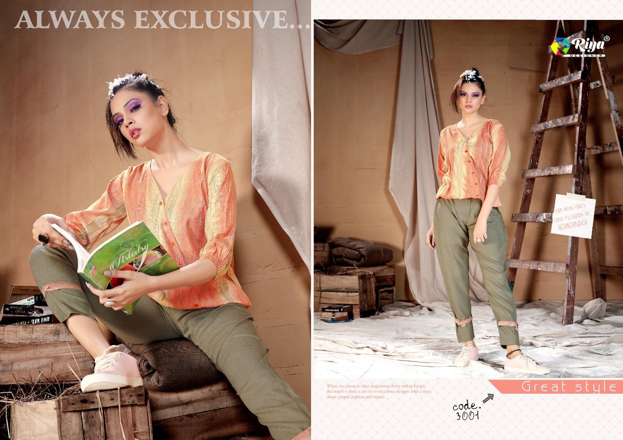 RIYA WESTERN Latest Fancy Casual Wear Handloom Cotton And Stripes With Rayon Stripes Top Collection