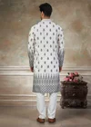 Grey Color Outluk Wedding Vol 48 Pure Silk Fabric With Embroidery Work Mens Wear Kurta Payjama W4803 