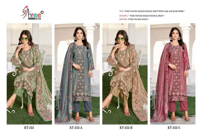 Kt 222 by Shree Viscose Maslin Digital Printed Salwar Suits Bulk Orders In India