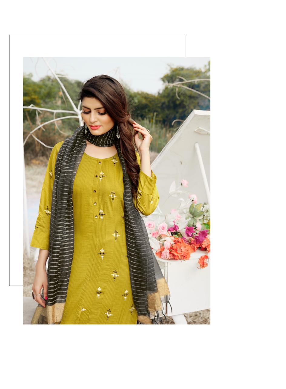 RT VASANT Latest Ethnic Wear Embroidery And Block Print Jari Lining With Full Inner Kurti With Bottom Collection