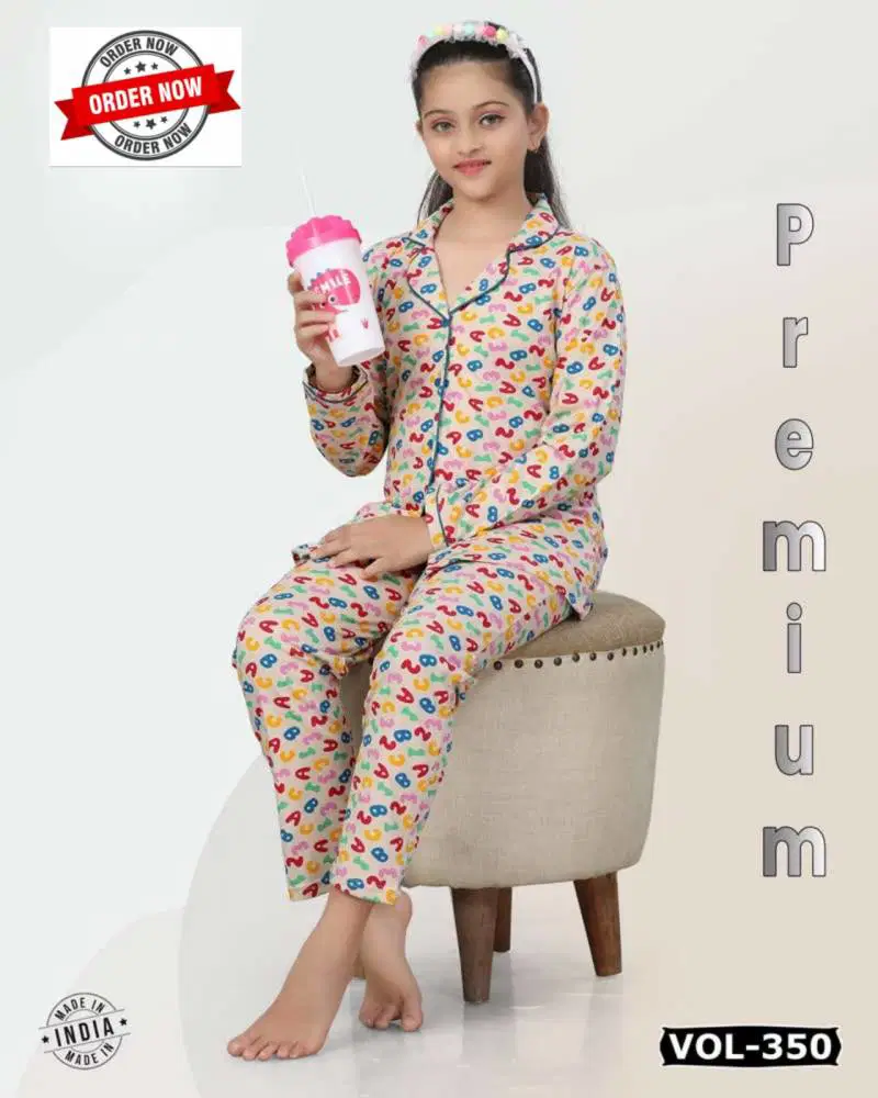 Summer Special Kids Collar Ns Vol Dn 350 Cotton Night Suits Wholesale Clothing Distributors In India