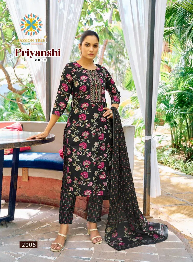 Priyanshi Vol 2 By Passion Tree Straight Cotton Readymade Suits Wholesalers In Delhi