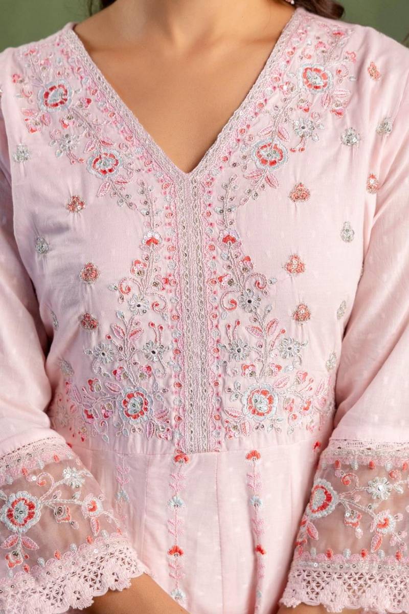 Tanyaa P 155 Cotton Embroidered Anarkali Style Kurta Sets Exports In India