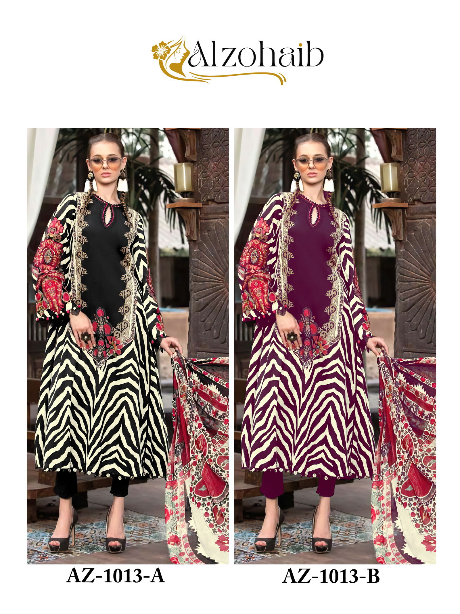 Alzohaib Az 1013 Cotton Printed Pakistani Suits Wholesalers In Delhi