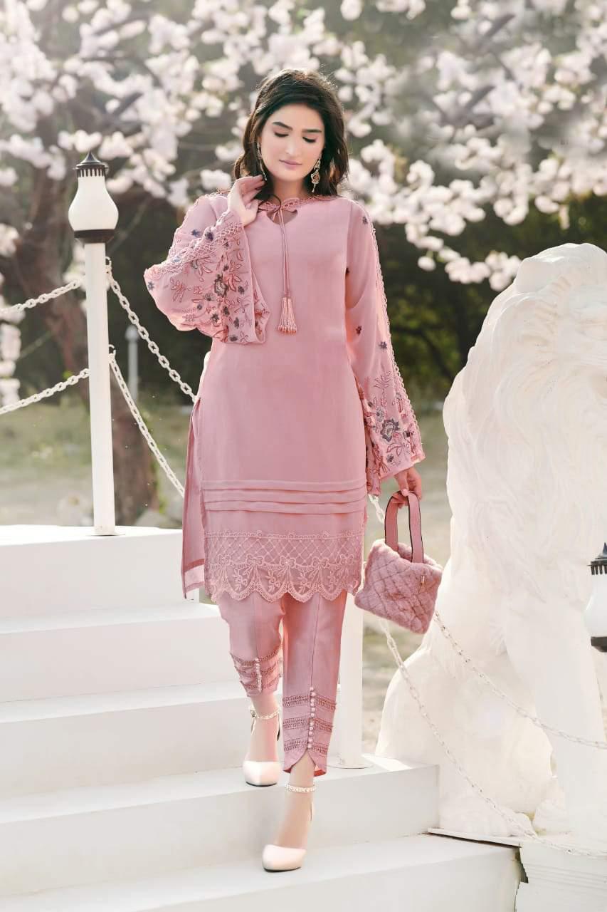 Am 59 Latest Georgette Fancy Designer Casual Wear Heavy Kurti With Bottom Collection
