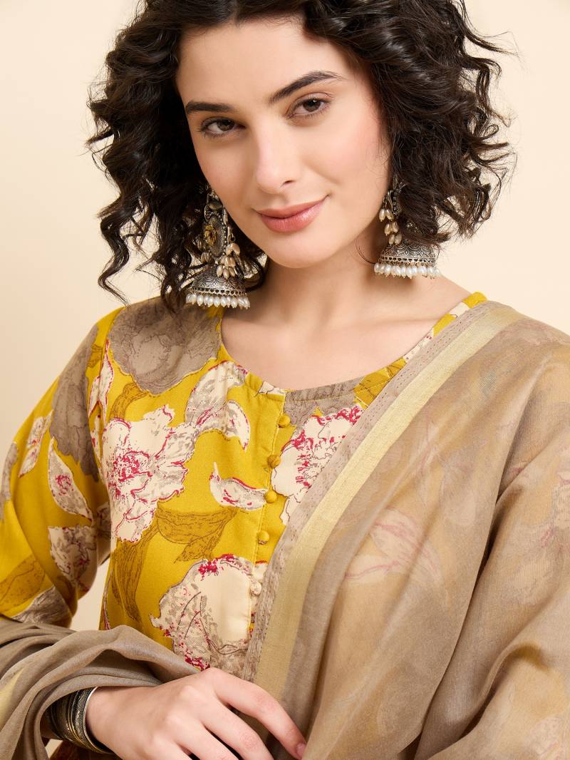 Dhruvi 285 Rayon Printed Kurti With Bottom Dupatta Exporters In India