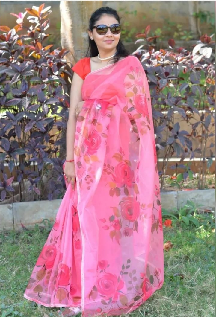 Vk 4130 Organza Silk Digital Print Saree Catalog