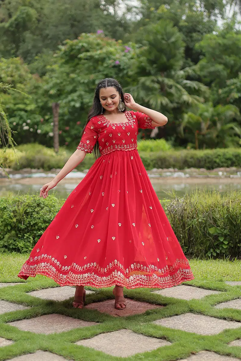 Sn 2059 61 Beautiful Designer Faux Blooming Gown Wholesale Online
