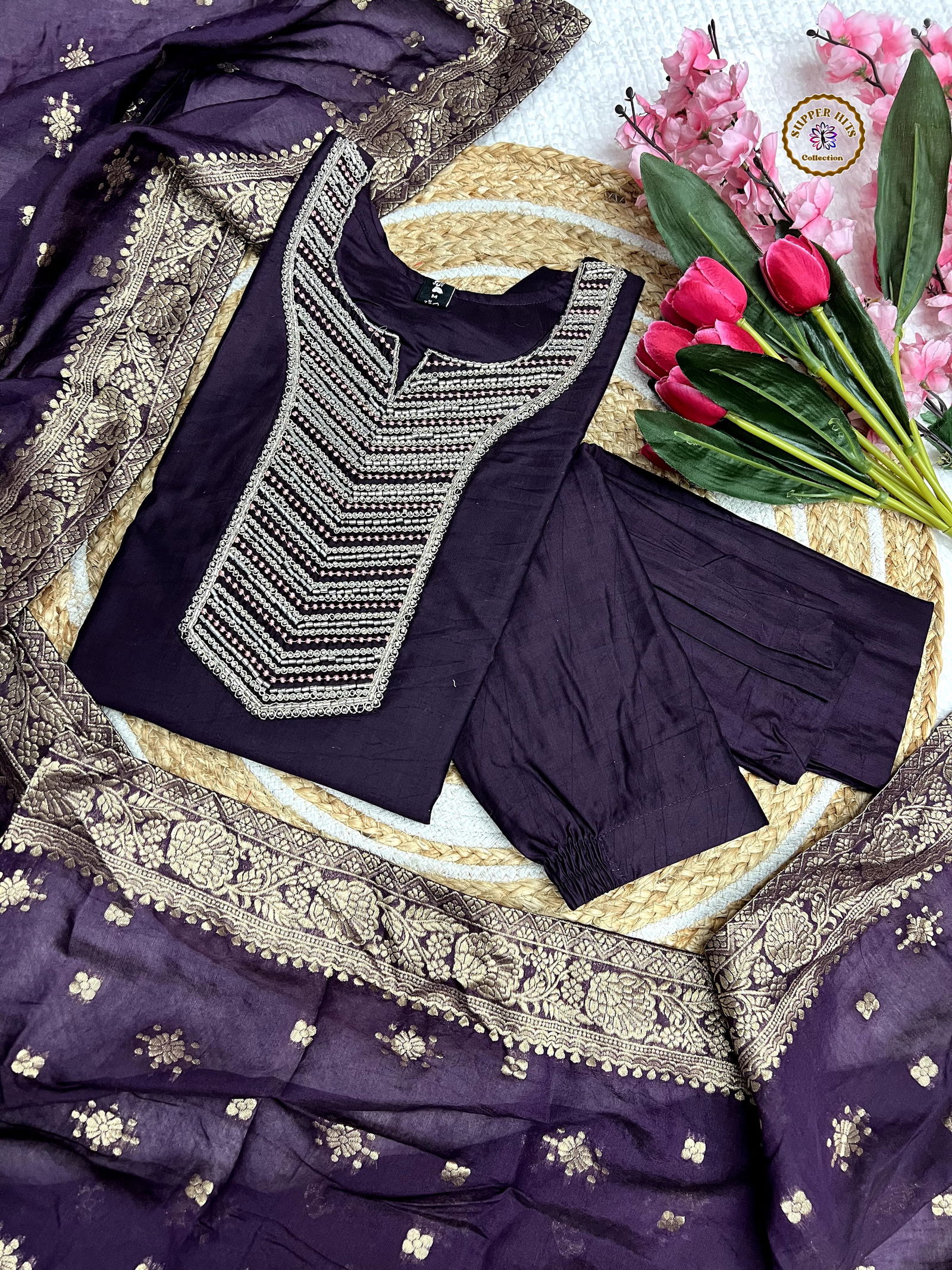 KF 5016 Kalaai Viscose Chanderi Kurti With Bottom Dupatta Suppliers In India