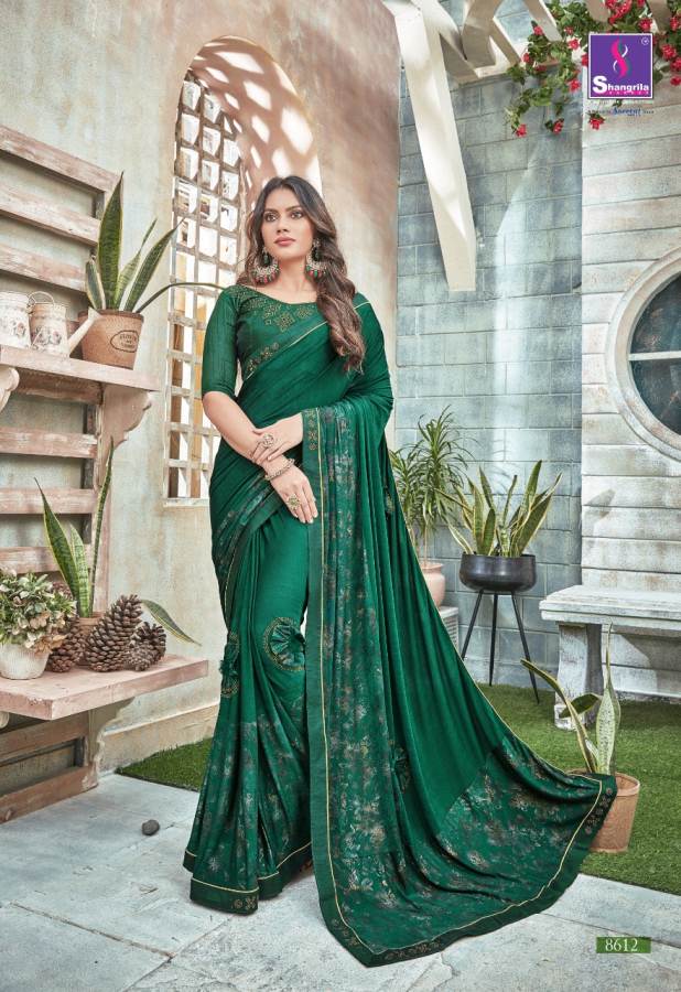 Shangrila Alisha Latest Fancy Designer Printed Ethnic Wear Swarovski Fancy Work Designer Saree Collection
