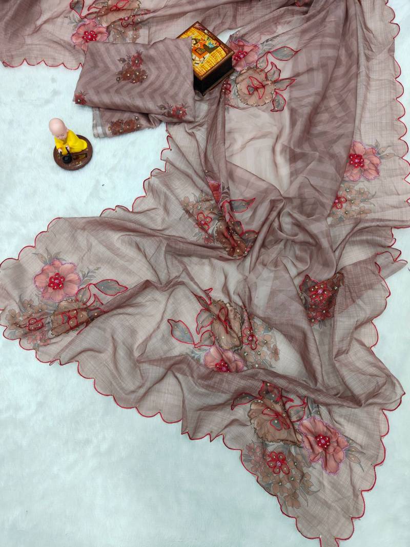 Vt 715 T Organza With Digital Printed Saree Suppliers In India