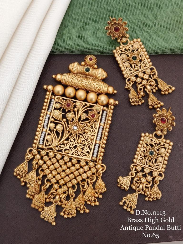 Brass High Gold Antique Pandal Butti Set Catalog