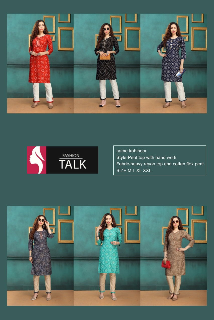 Ft Kohinoor Latest Fancy Designer Regular Wear Printed 	Rayon Kurti With Bottom Collection
