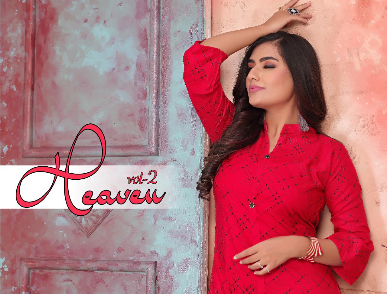 Trendy Heaven 2 Heavy Rayon Fancy Casual Wear Printed Kurtis Collection