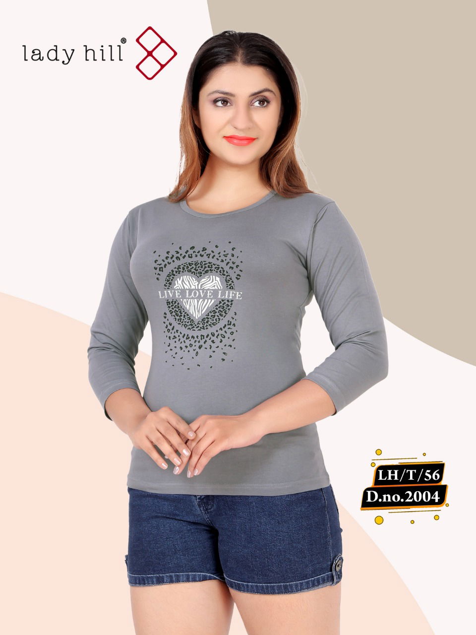 Lady Hill 56 2004 Casual Daily Wear Hosiery cotton Ladies Tshirt Collection
