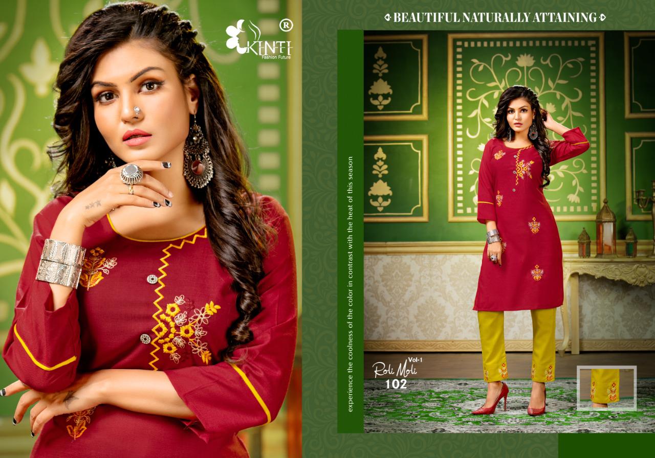 Kinti Roli Moli Ethnic Wear Designer Embroidered Kurtis With Bottom Collection
