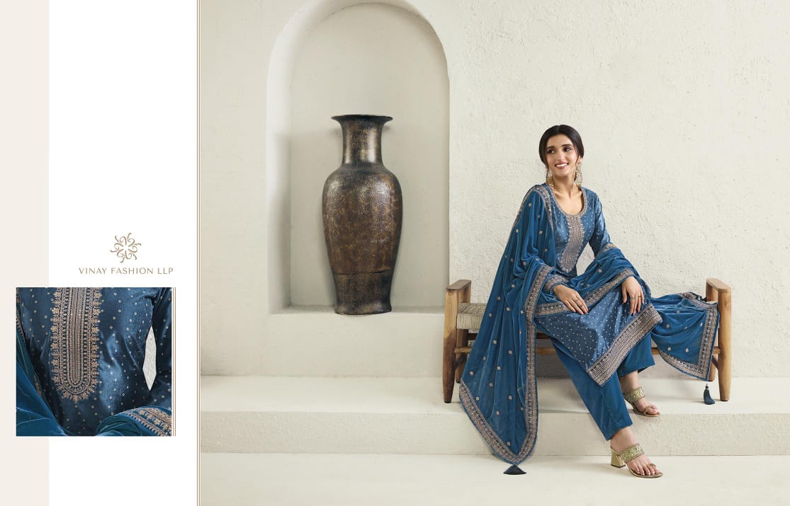 Vinay Kervin Kanval Printed Velvet Winter Wear Designer Salwar Suits
