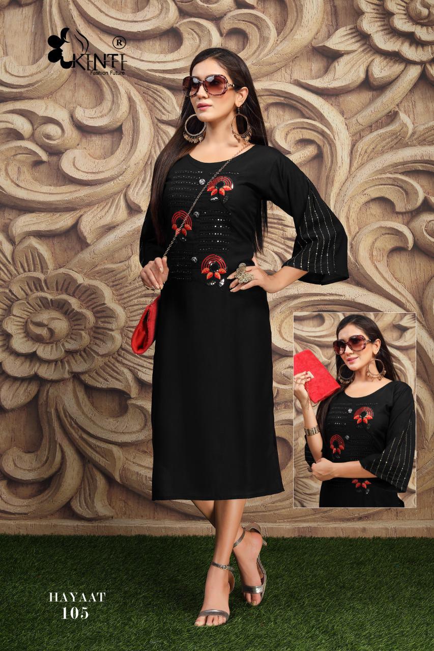 Kinti Hayaat Casual Wear Printed Rayon Designer Kurti Collection
