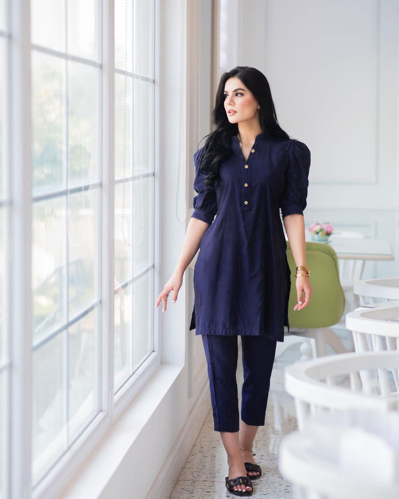 2015 Party Wear Cotton Slub Short Kurti With Bottom Catalog