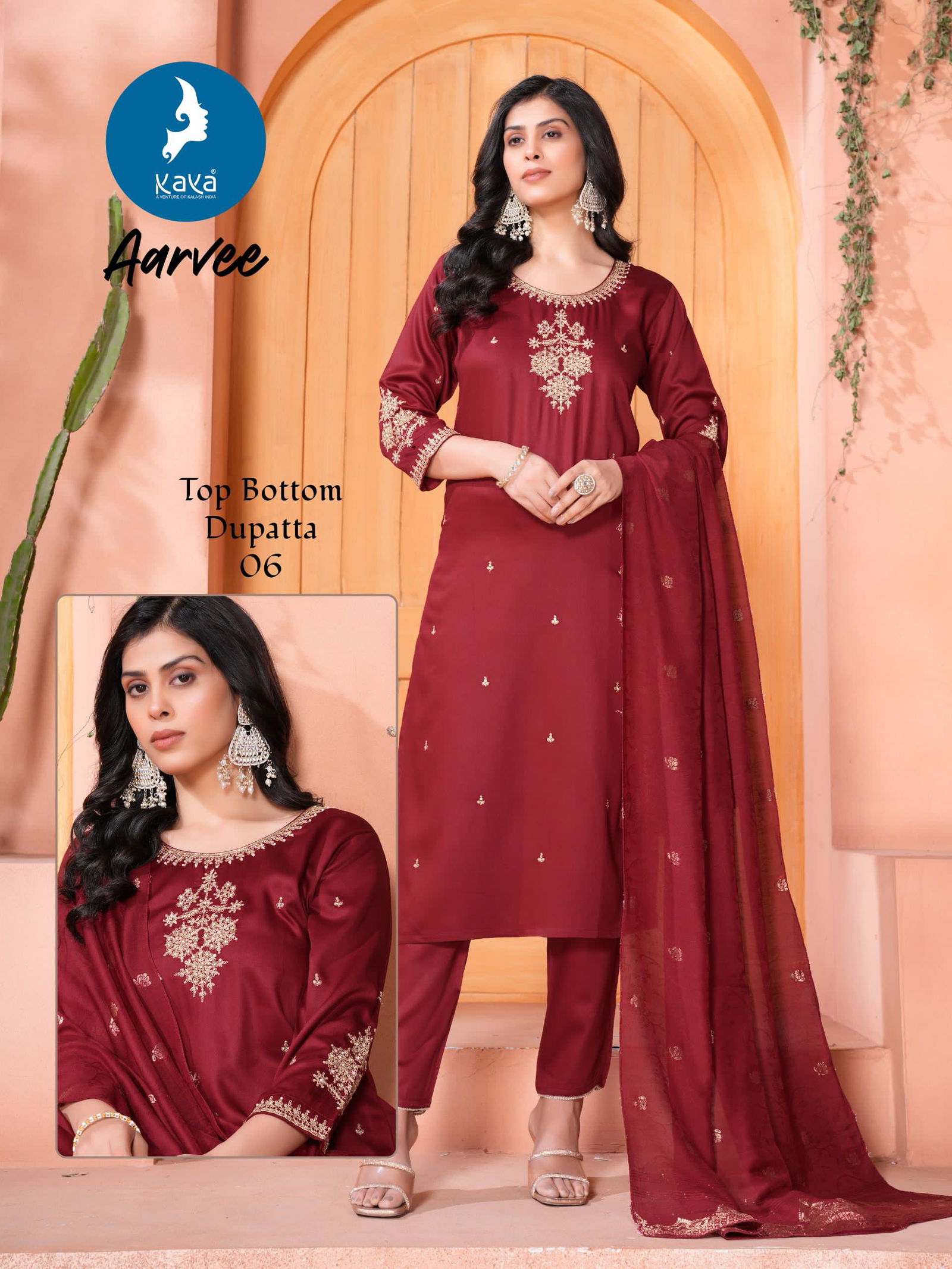 Aarvee By Kaya Gaji Silk Kurti With Bottom Dupatta Wholesalers In Delhi