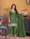 Garima By Kaya Chinon Straight Cut Kurti With Pant Dupatta Best Wholesale Shop In Surat