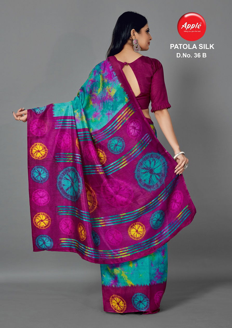 Apple Patola Silk 36 Latest Designer Fancy Casual Wear Art Silk Saree Collection
