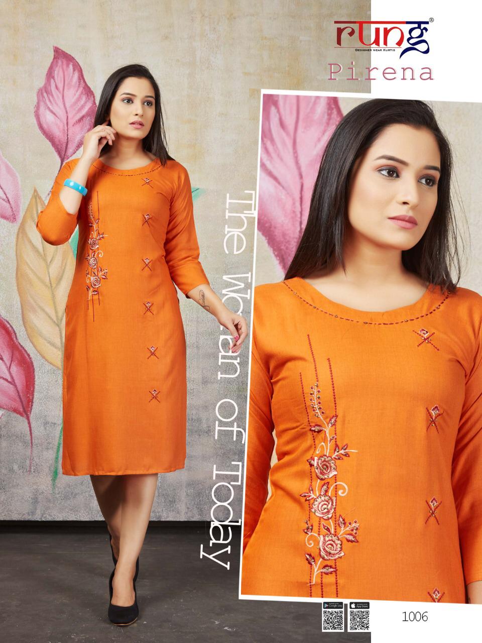 Rung Pirena Latest Designer Rayon Party Wear Kurti Collection