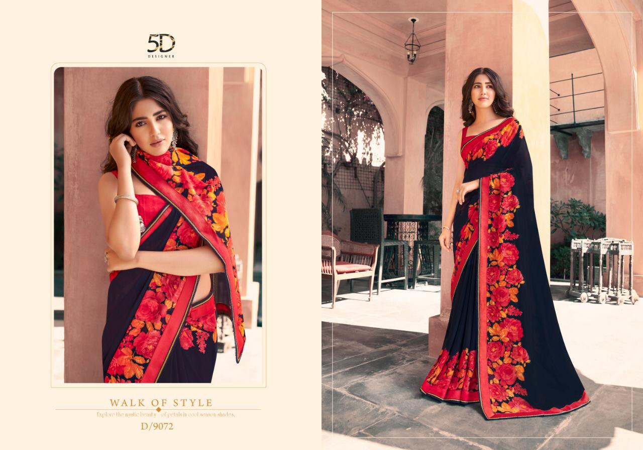 5D ZARA VOL-12 Designer Fancy Festive Wear Heavy Georgette Saree Collection