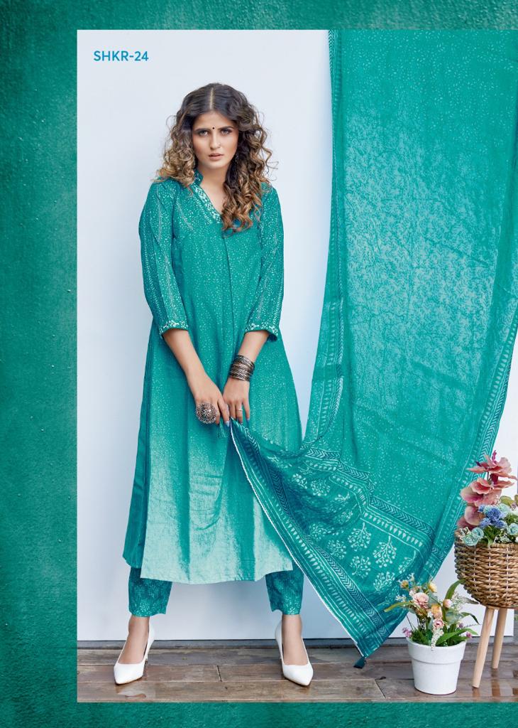 Shichi Kora Exclusive Festive Wear Heavy Muslin Kurti With Pant And Dupatta Readymade Collection
