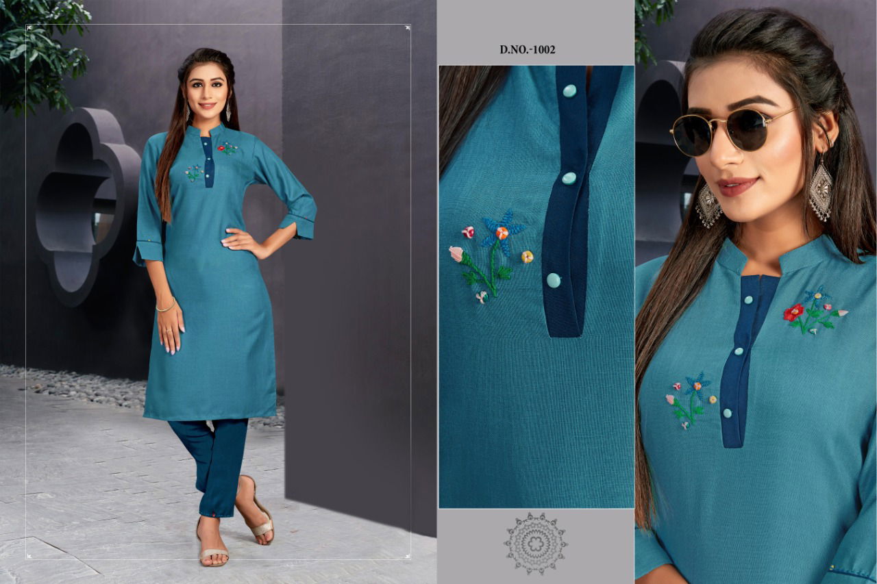 Kd Kinjal Latest Designer Work Casual Wear Cotton Slub Kurtis With Pant Collection 