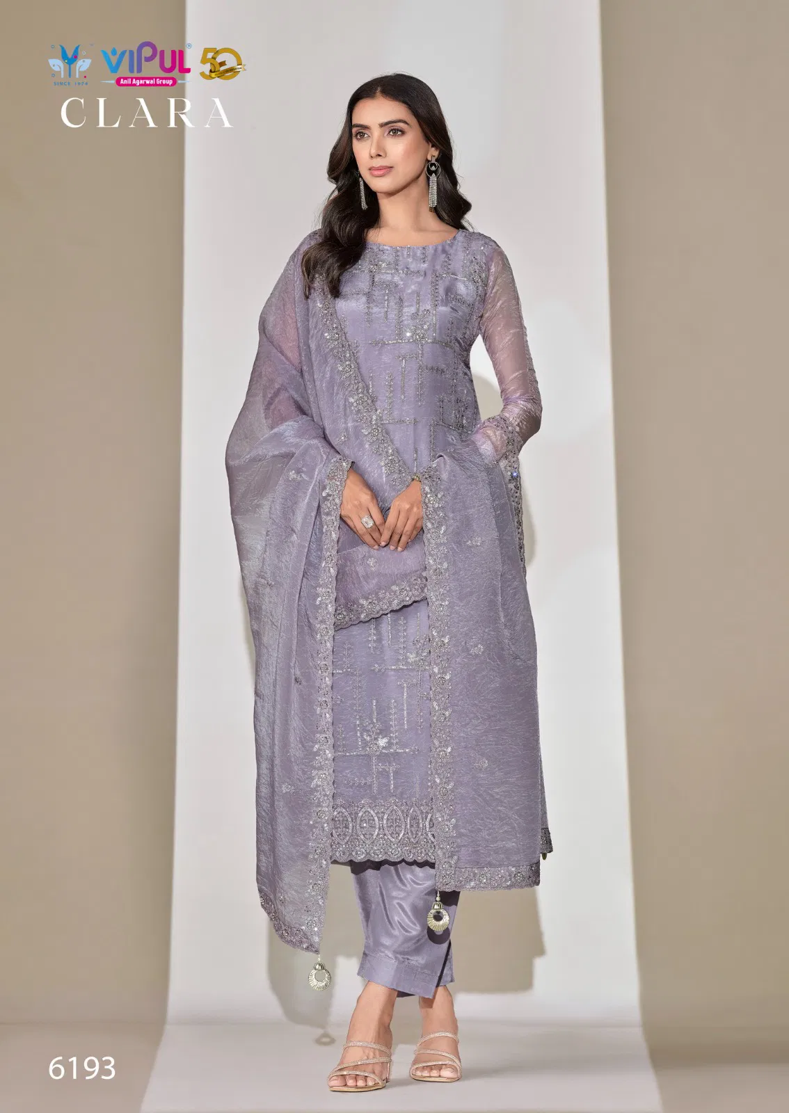 Clara By Vipul Satin Embroidery Designer Surat Salwar Suits Wholesale Market