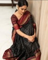 Black Colour Soft Silk 5077 Lichi Soft Silk Rich Pallu Casual Wear Saree Wholesalers In Delhi