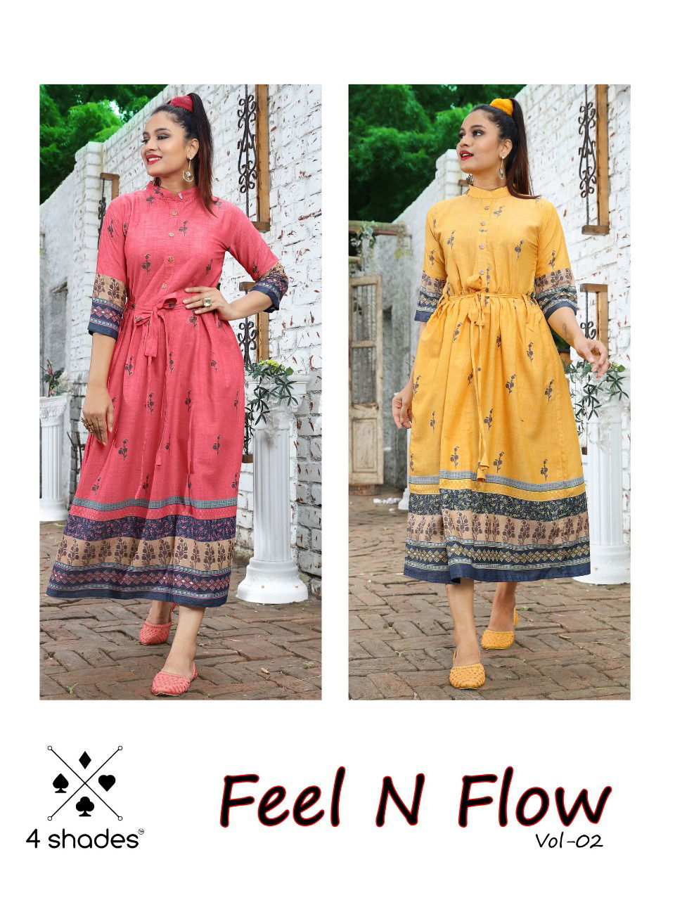 4 Shades Feel n Flow Vol 2 Latest Designer Printed Kurtis Collection 
