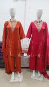 1769 By Ossm Style Chinon Hand Work Kurtis Set Size Combo