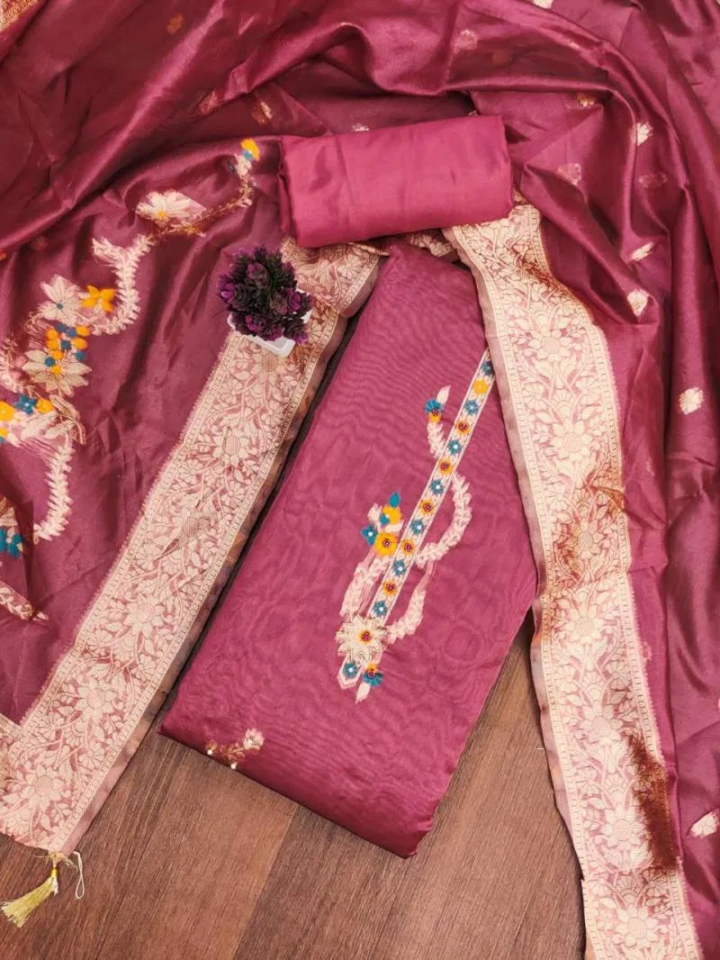 Color Set 9086 Fancy Jacquard Dress Material Wholesalers In Delhi