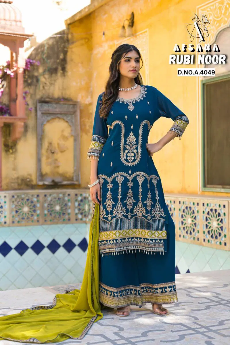 Rubi Noor By Afsana Georgette Kurti Bottom With Dupatta Wholesale In India