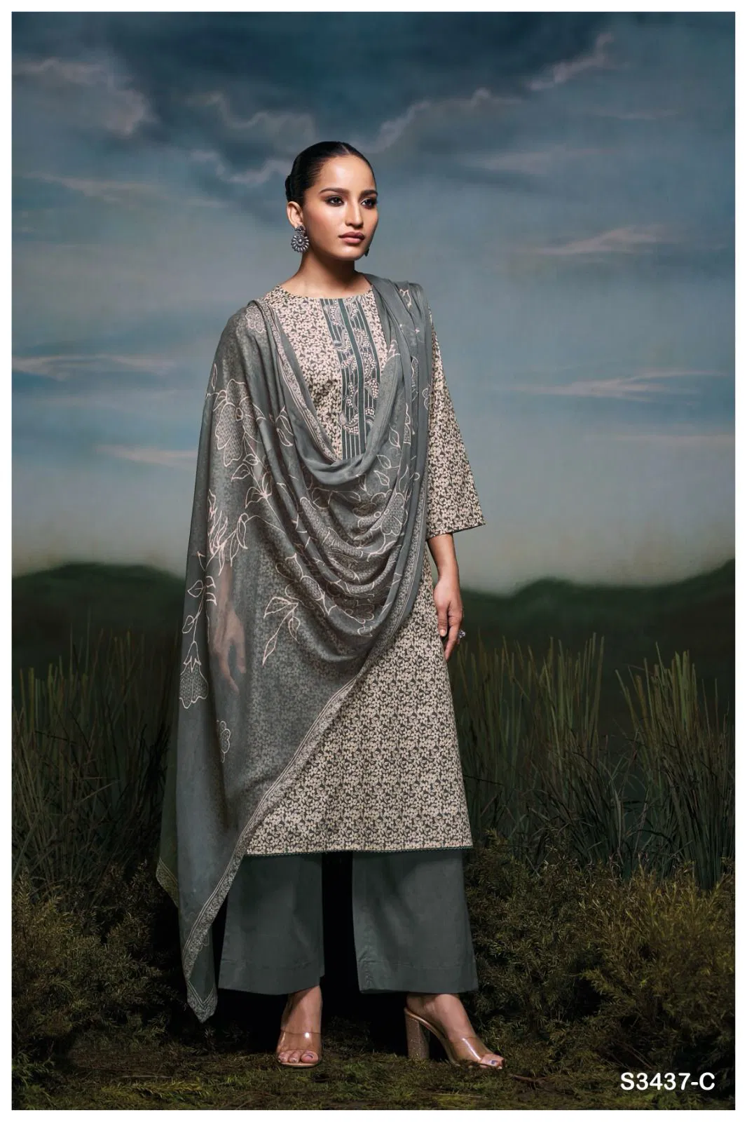 Jackie 3437 By Ganga Cotton Printed Embroidery Dress Material Online Wholesale