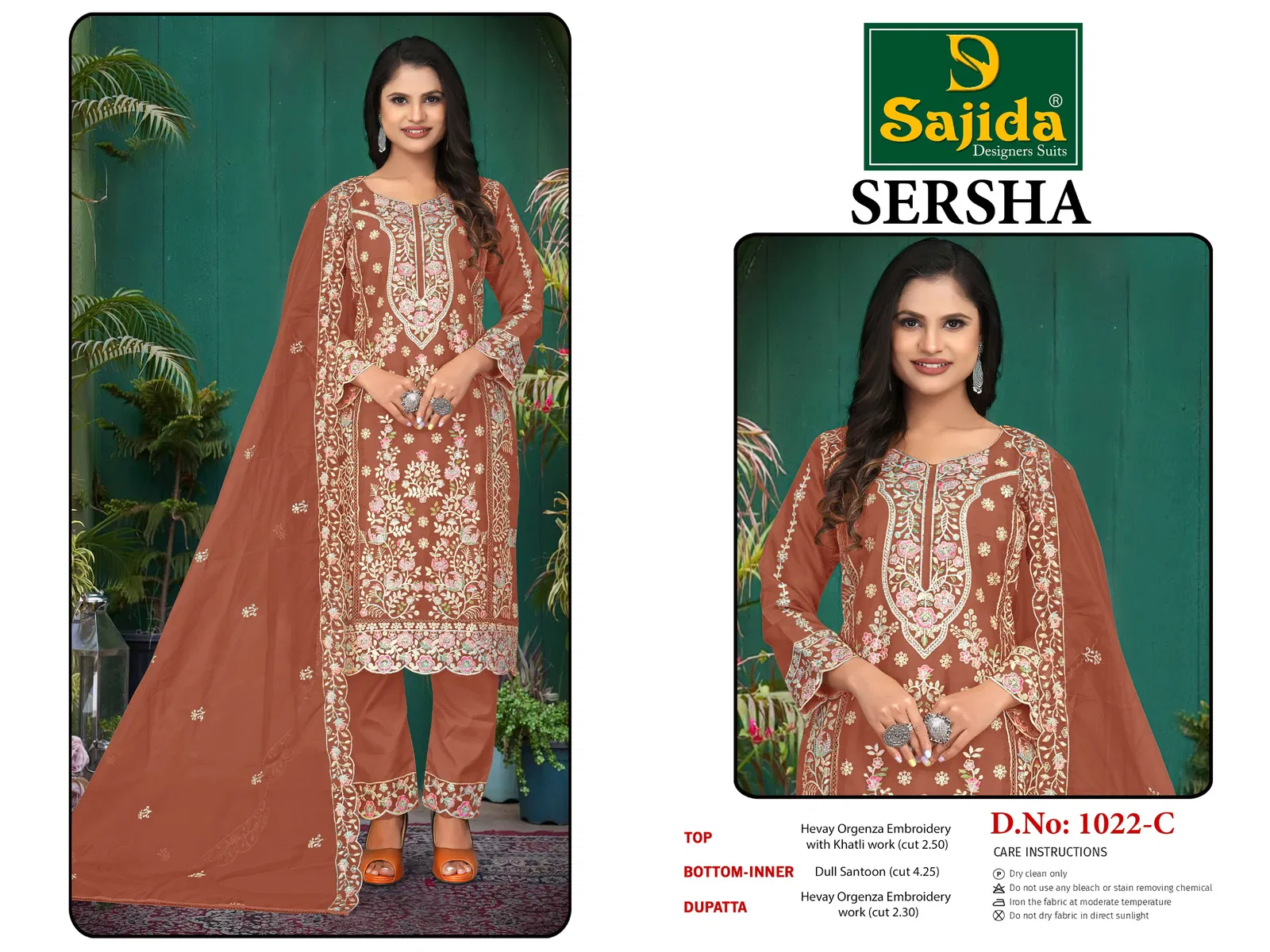 Sersha by Sajida Organza Wholesale Pakistani Salwar Kameez In India