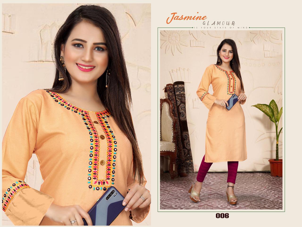 Aagya Jasmine 3 Fancy Ethnic Wear Rayon Embroidery Designer Kurti Collection
