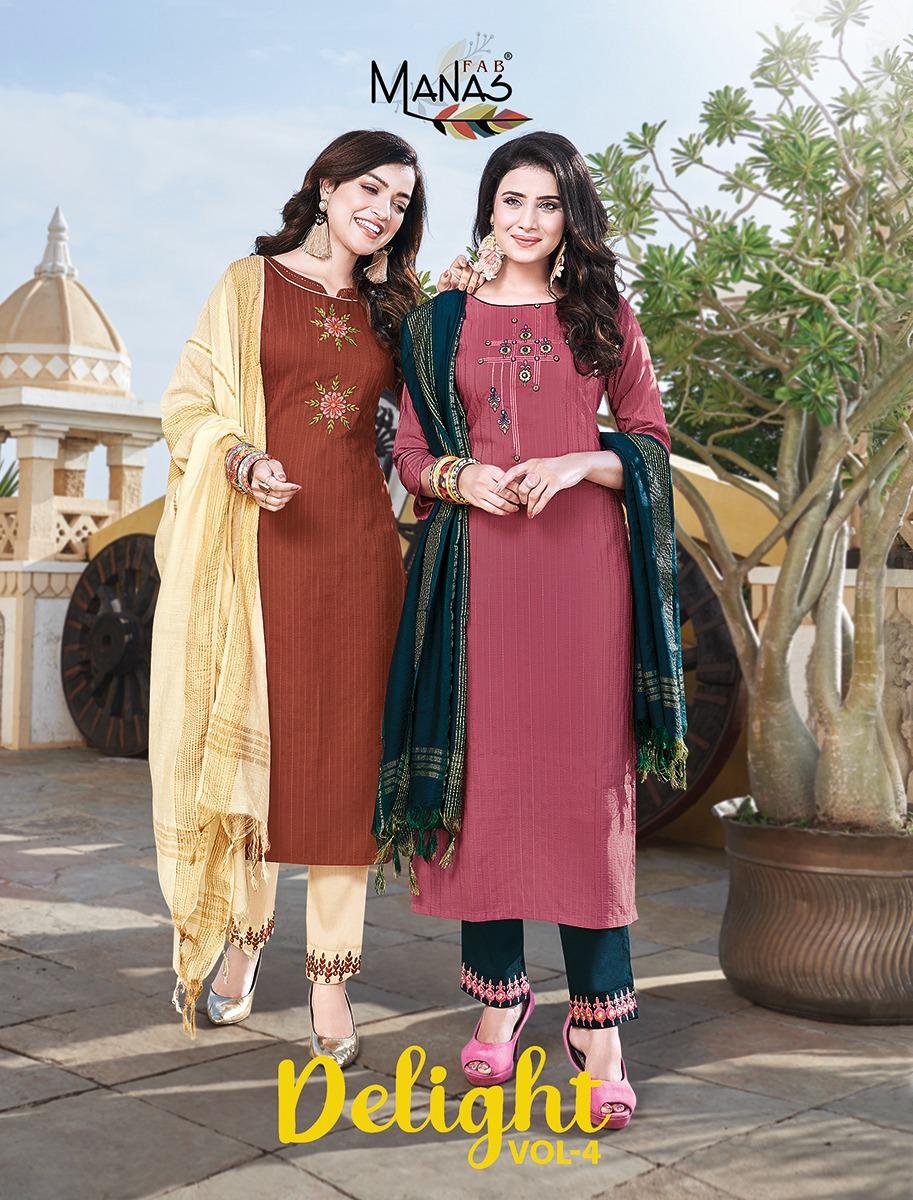 Manas Delight 4 Fancy Designer Festive Wear Embroidery Hand Work Ready Made Collection
