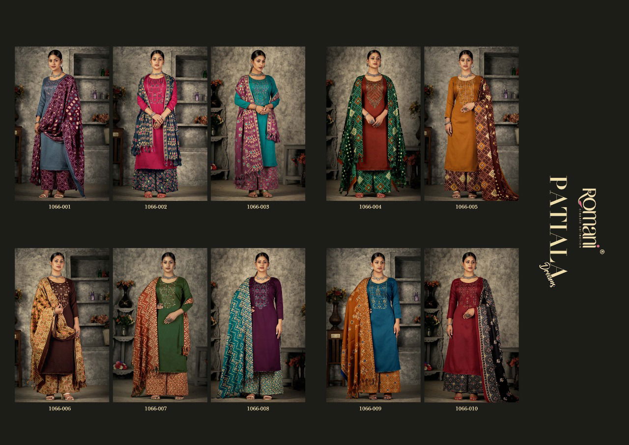 Patiala Dreams By Romani Pashmina Dress Material Catalog