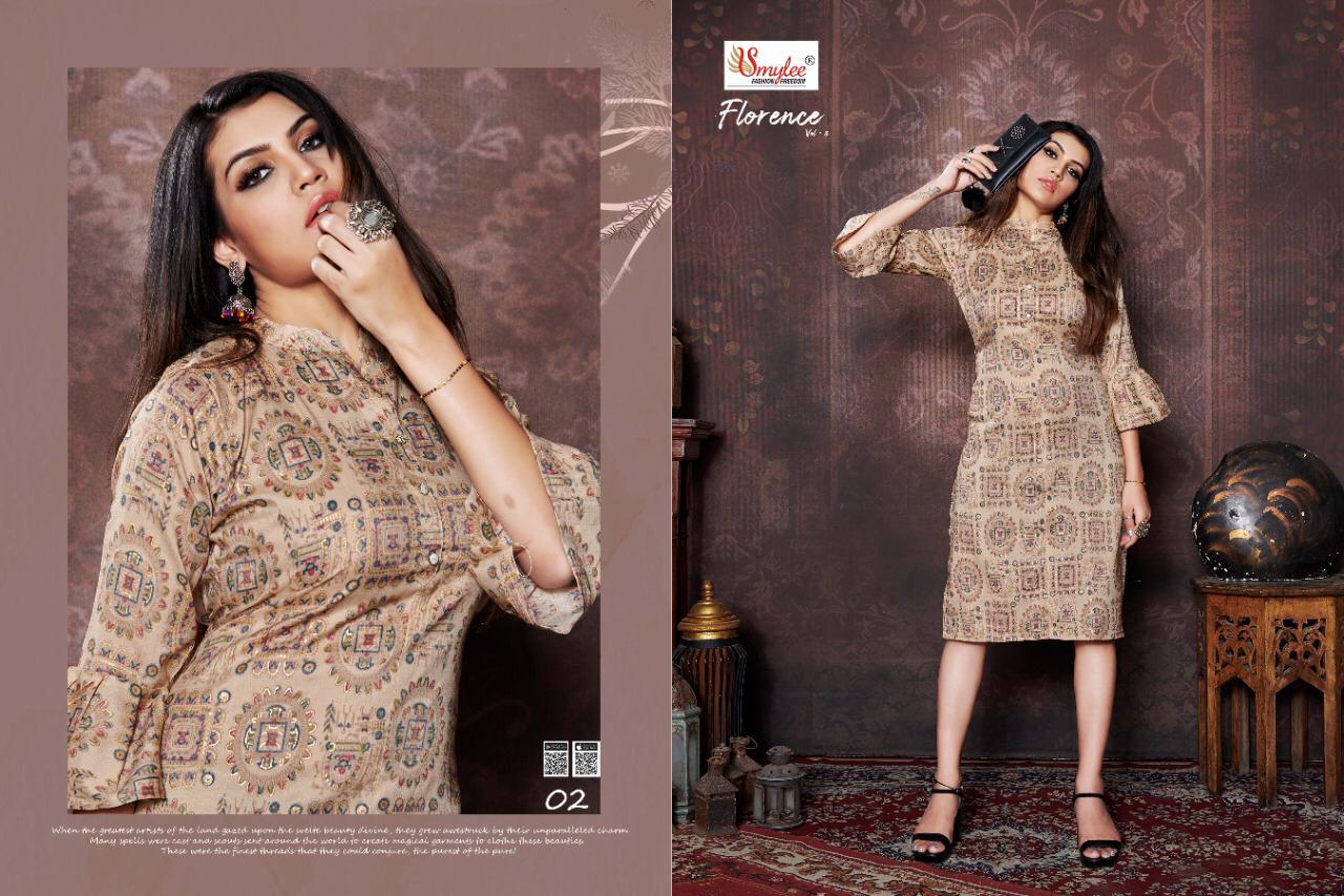 Smylee Florence 3 Latest Fancy Designer Regular Wear Rayon Printed Designer Kurtis Collection
