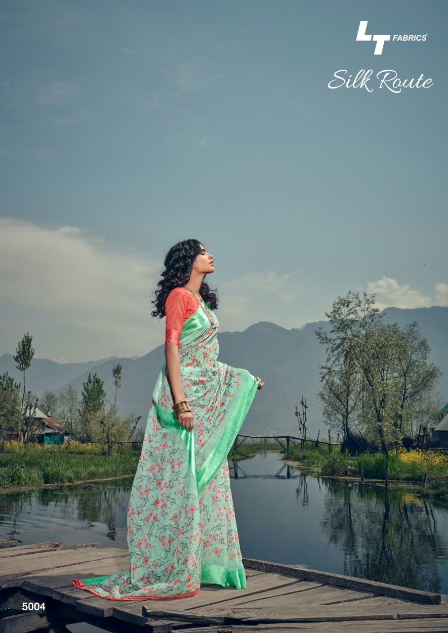 Lt Silk Route Latest Fancy Designer Linen Printed Casual Wear Saree Collection
