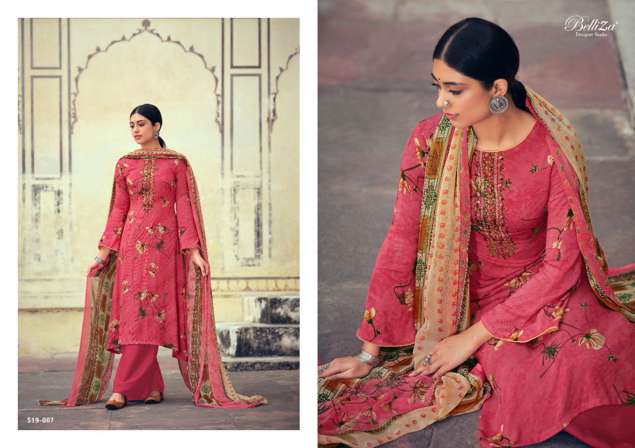 Belliza Mystic Digital Printed Fancy Designer Pure Rayon Digital Style Print with Fancy Embroidery work Dress Material Collection